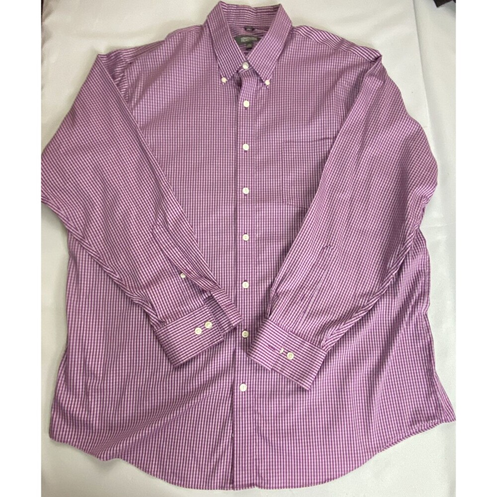 Kenneth Cole Reaction Mens Burgandy Check Long Sleeve Button Down Shirt XL